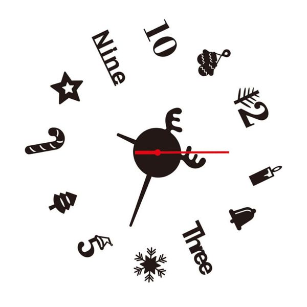

1pc creative diy christmas series wall clock home decor living room mute clock