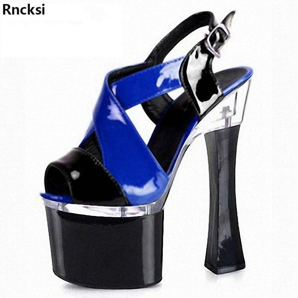 

sandals rncksi wedding women night club pole dance shoes 18cm high-heeled ankle-strap women's, Black