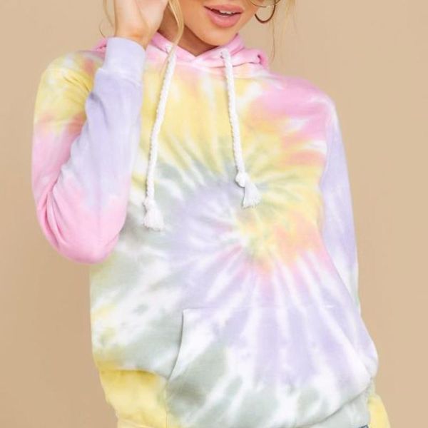 

women's hoodies & sweatshirts women tie dye hoodie wweatshirts autumn long sleeve oversize ladies pullovers winter casual loose pocket, Black