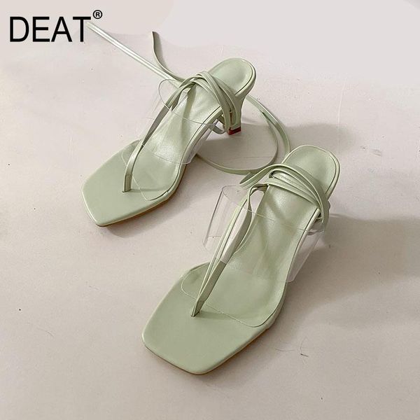 

dress shoes [deat] 2021 spring summer square toe shallow transparent pvc ankle strap pu leather sandals for women fashion 10h749, Black