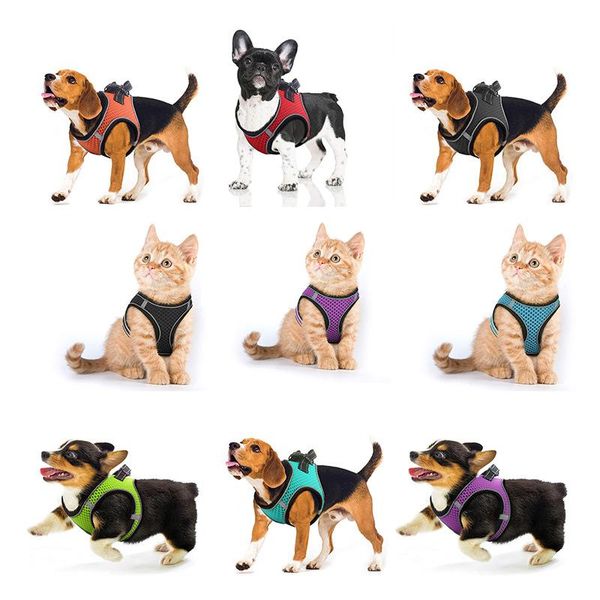 

dog collars & leashes pet mesh harness leash breathable heat dissipation set vest puppy chest strap general dogs cat products accessorie