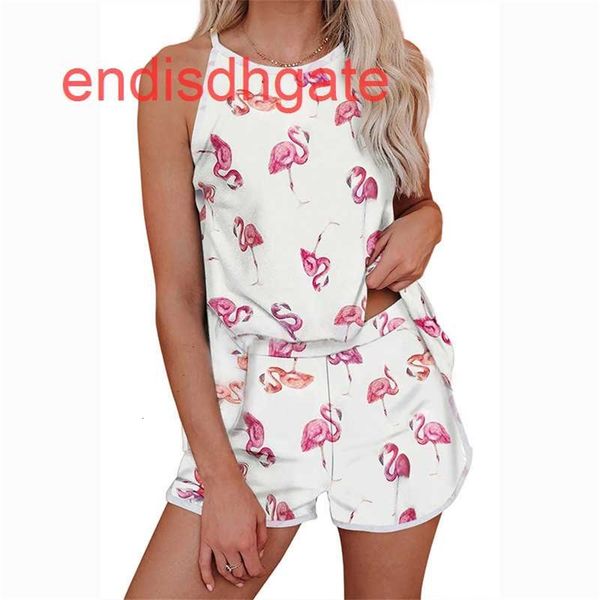 

factoryz6os2021 cartoon new printed pajamas knitted round neck shorts casual women's home wear, Black;white