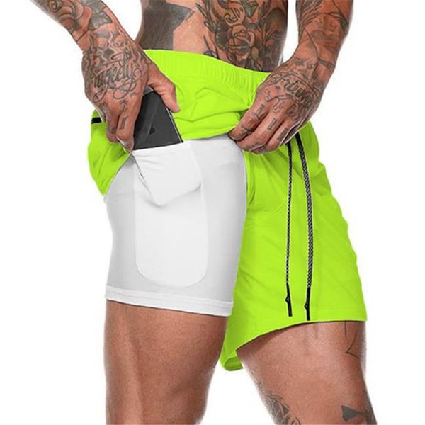 

joggers men 2 in 1 sport gyms fitness bodybuilding workout quick dry beach shorts male summer running c0222, White;black