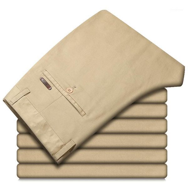 

men slim classic business style khaki armygreen black straight casual work pants fashion brand cotton simple dad jeans trousers men's