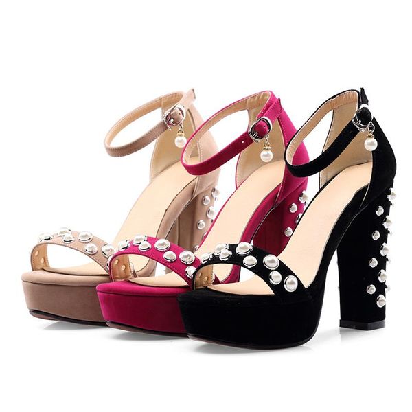 

sandals closed heel large size 2021 women's ladies shoes summer nubuck suit female beige round toe big new high fashion comfort, Black