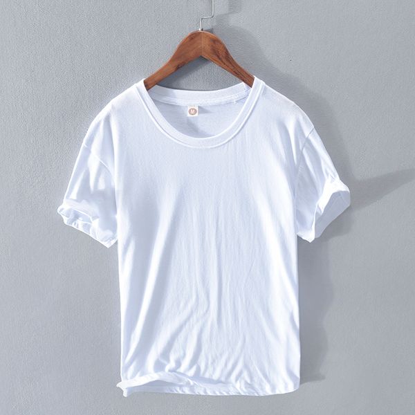 

2021 new pure cotton men's short-sleeved t-shirt casual loose shirt for men fashion comfortable t shirts male solid round neck tshirt y, White;black