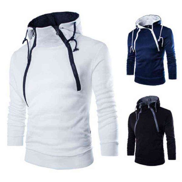 

autumn new men's hoodies sweatshirts zipper hoodie men sweatshirt solid color man hoody sweatshirts for male g1214, Black