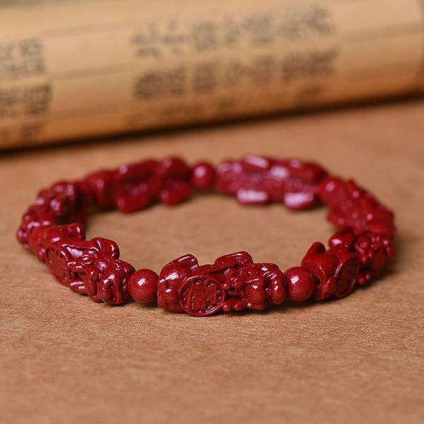 

beaded, strands handmade carved cinnabar bracelet men's and women's high content beads with jewelry gifts, Black