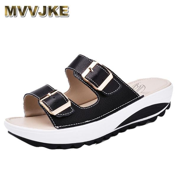 

dress shoes mvvjke 2021 summer beach slippers sandals casual double buckle clogs sandalias women slip on flip flops flats shoe plus size, Black