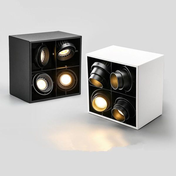 

led surface mounted spotlight 12w20w32w40w four-head square focusing ceiling downlight cob bold light without main light