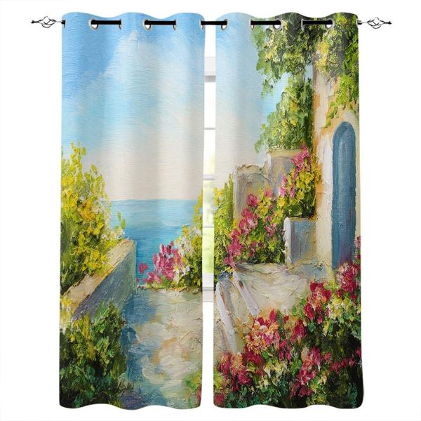 

curtain & drapes multi-size landscape painting window curtains polyester fabric living room home decor