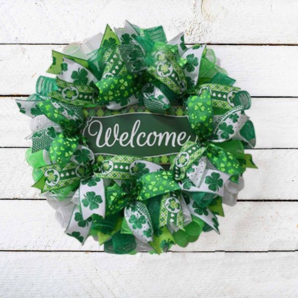 

st patrick's day leprechaun wreath clovers leprechaun ribbon very weather artificial plants wedding decorative flowers decor