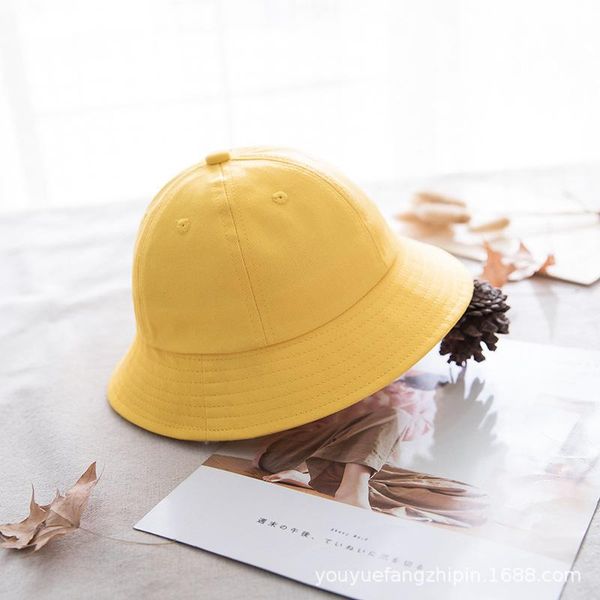 

2021 new spring summer children's hats solid color sunscreen baby hat girls boys outdoor beach hat camping cap casual cap 1-7y, Yellow
