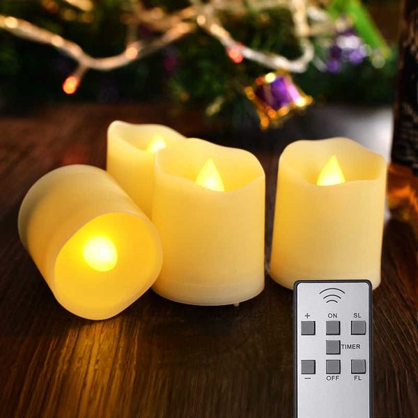 Candele a led tremolanti Luci da tè senza fiamma a batteria con telecomando Decorazione domestica Luce di candela elettrica di Pasqua 210702