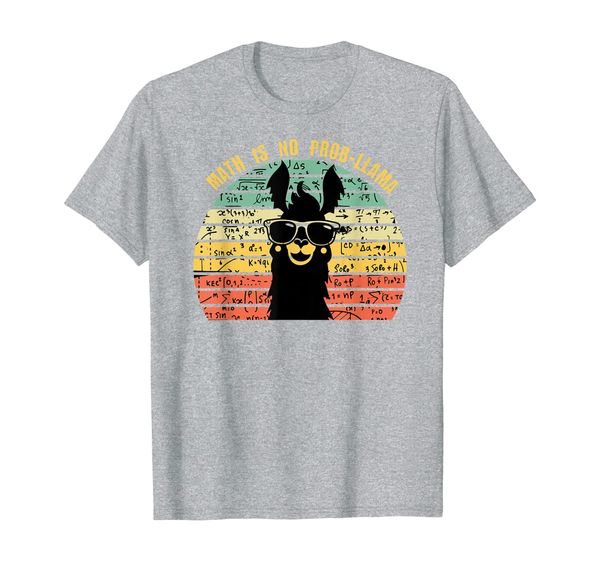 

math is no prob llama back to school teacher kids t-shirt, White;black