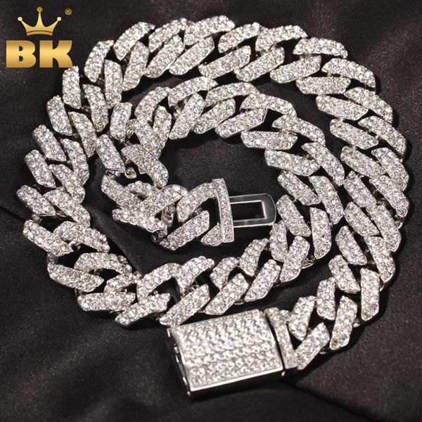 

chains the bling king 18mm s-link miami cuban link necklaces hiphop mens iced out rhinestones fashion jewelry drop, Silver