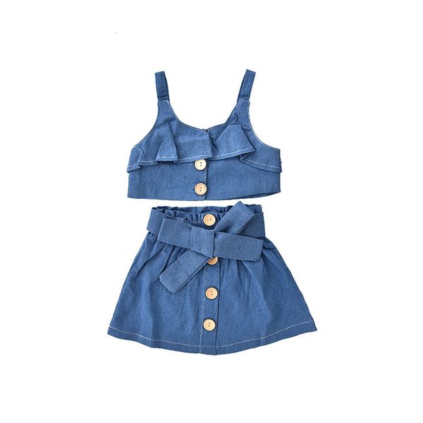 

children's summer vt suit 2021 wear sling new cloth denim short sve, White