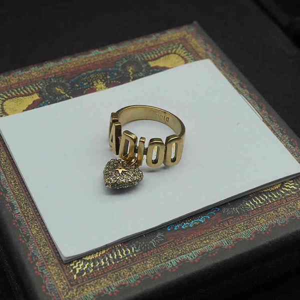 

factory specials aa simple fashion ja letter peach heart full diamond pendant women's ring style, Silver