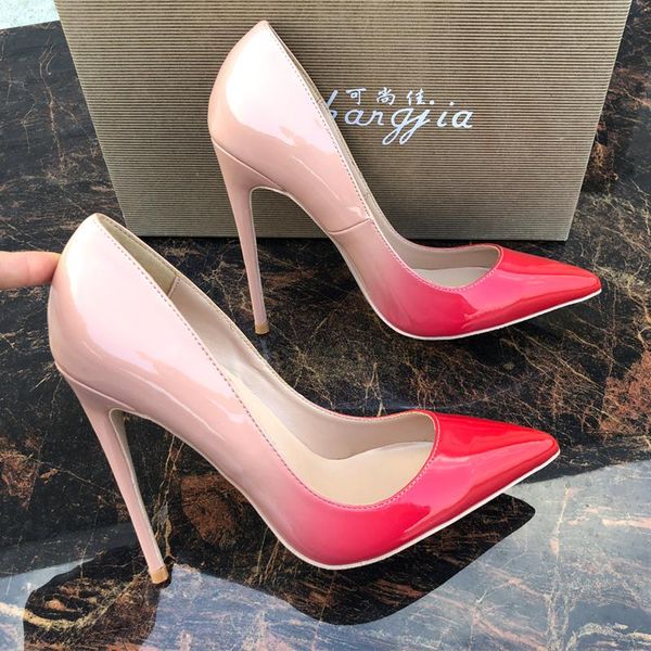 

dress shoes 2021 fashion nude red patent leather poined toe stiletto heel high shoe pump high-heeled, Black
