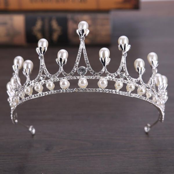 

hair clips & barrettes white pearl crown fashion bridal rhinestone princess headdress romantic wedding jewelry accessories for women, Golden;silver
