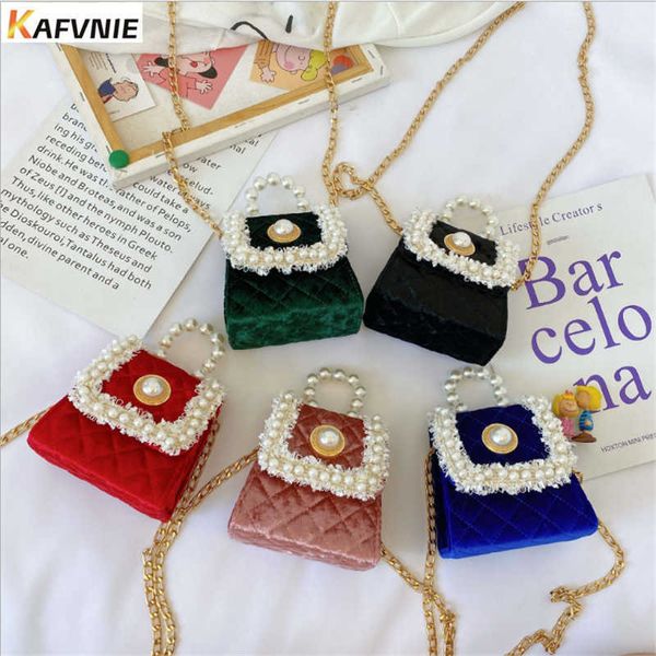 

kavvnie little bags for women velvet luxury girl shoulder bag red pearl crossbody bag children's party dinner bag spring style h0901