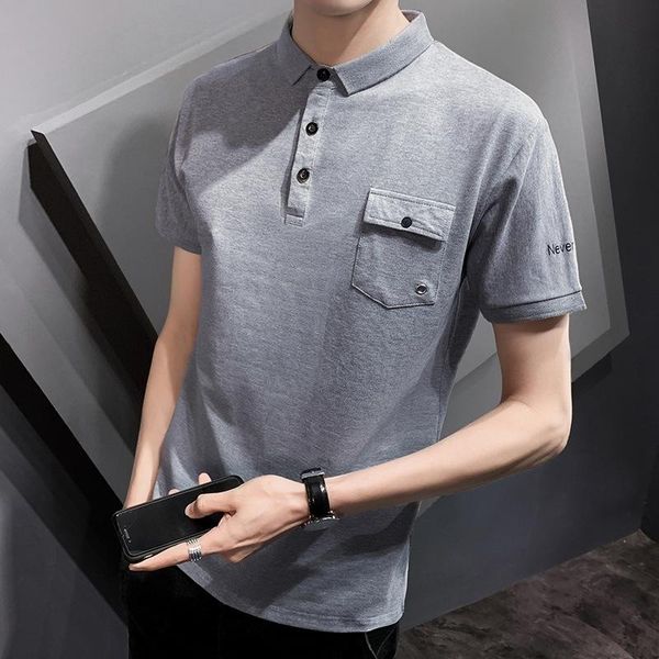 

men's polos short-sleeved t-shirt 2021 summer shirt trend bottoming half-sleeved top, White;black