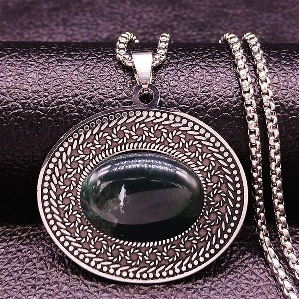 Kolye Kolye Bohemia Doğal Taş Paslanmaz Çelik Zincir Kadın Gümüş Renk Büyük Beyan Kolye Çiçek Takı Collier N3607S04