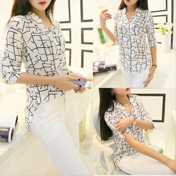 

2021 women elegant shirts print loose chiffon fashion ladies summer spring long sleeve blouse white casual s xl