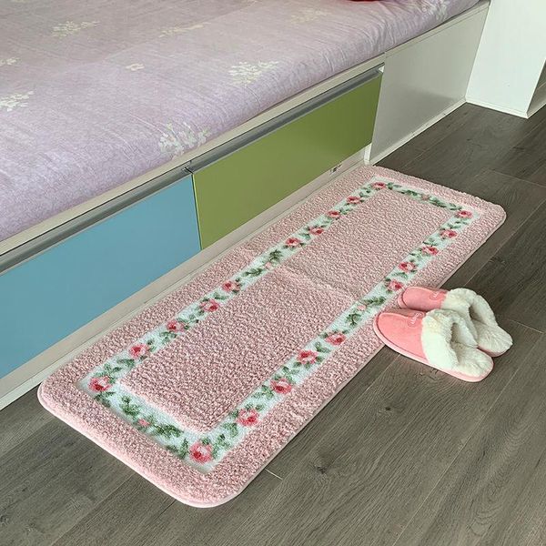 

bath mats flower pattern bathroom water absorbentÂ kitchen door pads thicken living room rugs pastoral style bedroom carpet anti-slip