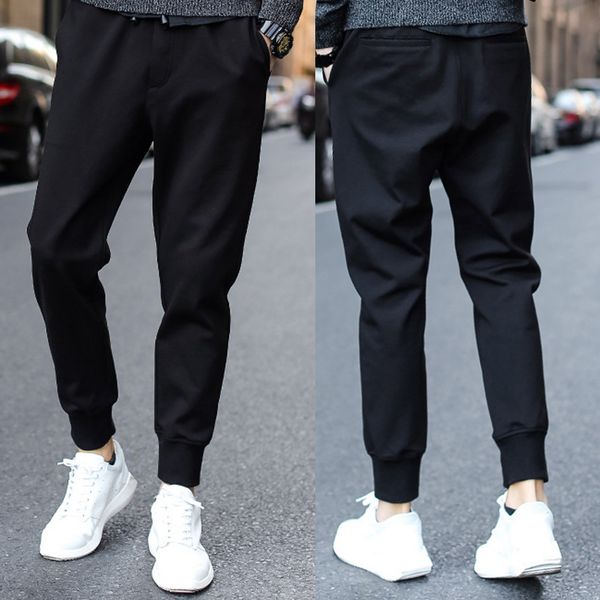 

summer men's harem casual long runner's jeans gentlemen joggers book, Black
