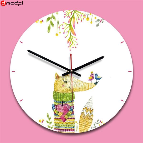 

wall clocks 11 inch novelty wooden acrylic clock cartoon printing decoration for kids bedroom mute duvar saati colorful wanduhr