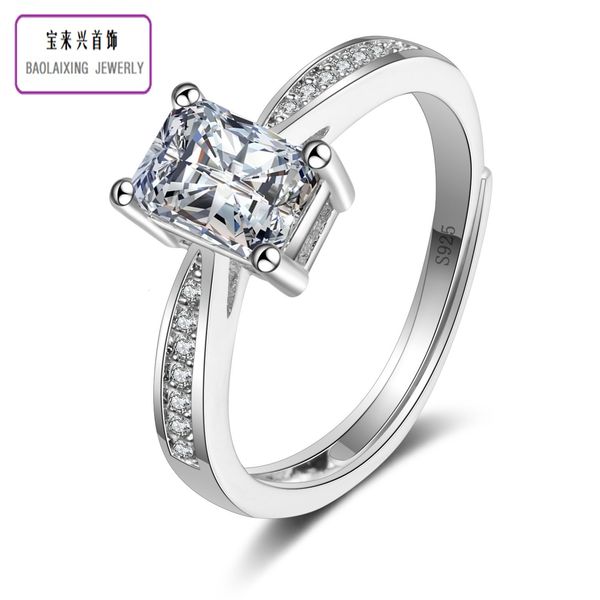 

ring silver s925 women's mosangshi square eternal with inlaid open mouth