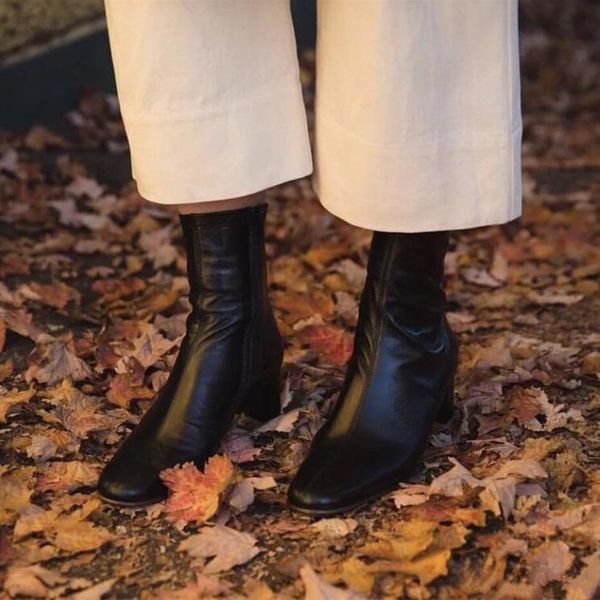 

boots thin french thick heels medium short women's winter34-40, Black