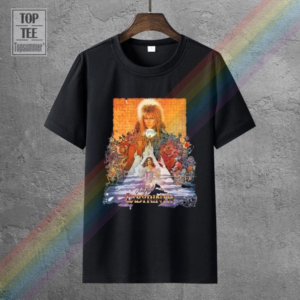 

men's t-shirts t shirt gift men labyrinth cult 1980 fantasy vintage david bowie s o-neck short-sleeve shirts, White;black