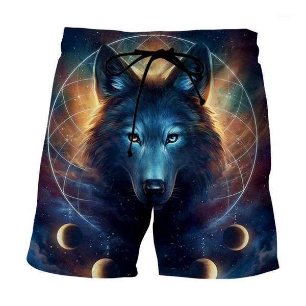 

men's shorts arrival fashion men moon wolf 3d printing casual loose swim animal clothing beach, White;black