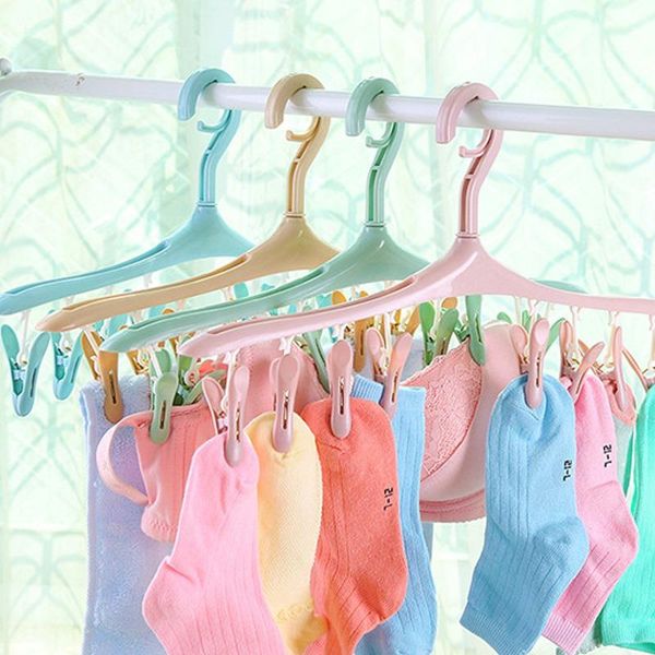 

hangers & racks rotatable hook hanger, foldable clip clothespin, underwear hanger with clip, plastic laundry 8 clothespins