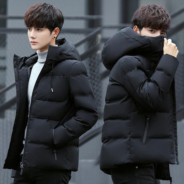 

men's down & parkas winter coat mens thick padded brand man jackets outwear hooded parka male slim windbreaker chaqueta para hombre, Black