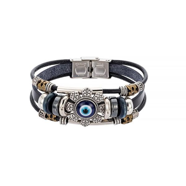 

charm bracelets turkey blue eye alloy accessories bracelet pair buckle series leather man woman flower jewelry, Golden;silver