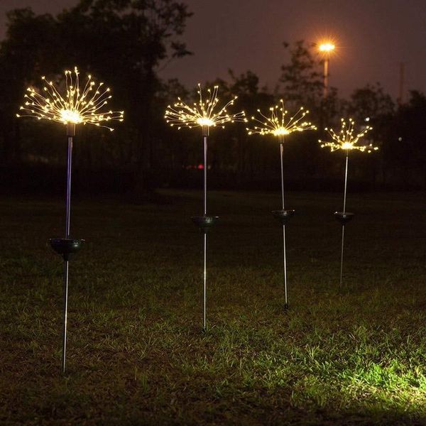 

solar lamps outdoor led light waterproof flash lights 90/150led lawn firework lamp for garden christmas decor dandelion wedding party