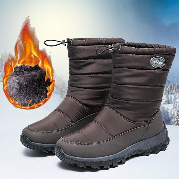 

boots high bootie women velvet winter anti-skid cotton shoes girl waterproof warm outdoor snow for cold weather, Black