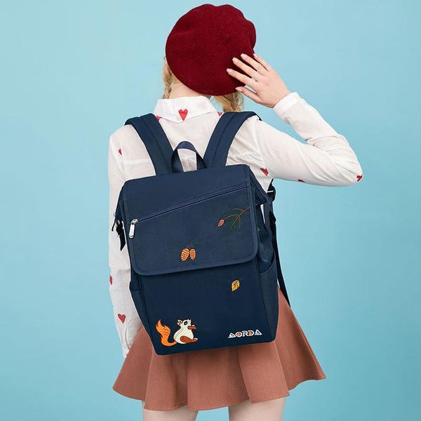 

outdoor bags female korean version of animal embroidery backpack casual simple computer bag