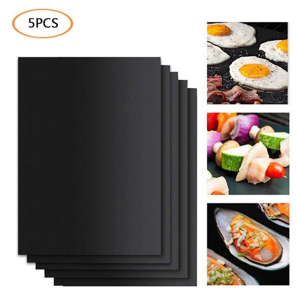 

tools & accessories 5pcs barbecue mat portable outdoor pad high temperature resistant non-stick cooking kitchen gadgets