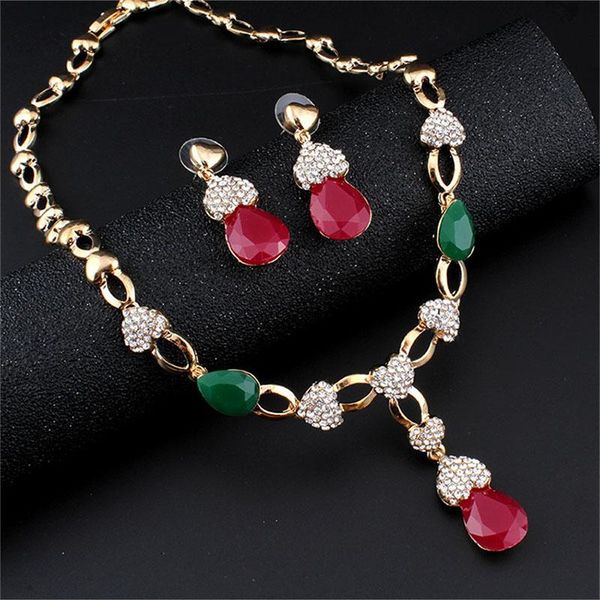 

earrings & necklace sets for women bridal jewelry woman 2 pieces 2021earrings with stones fashion wedding accessories, Silver