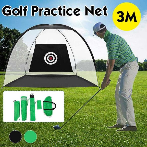 

golf training aids 3m foldable indoor outdoor practice net hitting cage garden grassland tent green/black