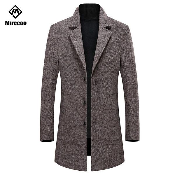 

men's wool & blends mirecoo 2021 overcoat men classic thick breasted mens long coat clothing jackets coats fashion trench winter, Black
