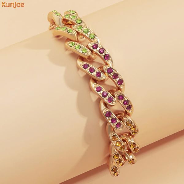 

link, chain kunjoe rhinestone bracelet for women punk link fashion vintage luxury charm bangle jewelry accessories gift, Black