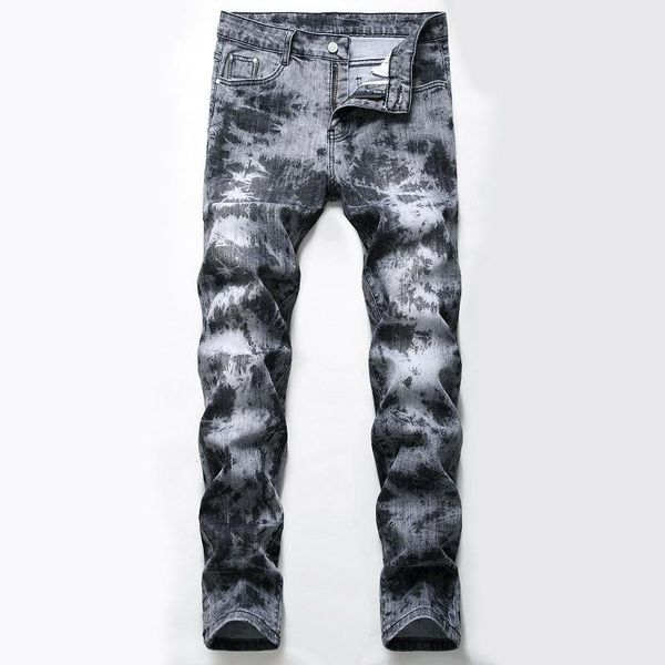 

2021 men's personalized stretch white jeans, Blue