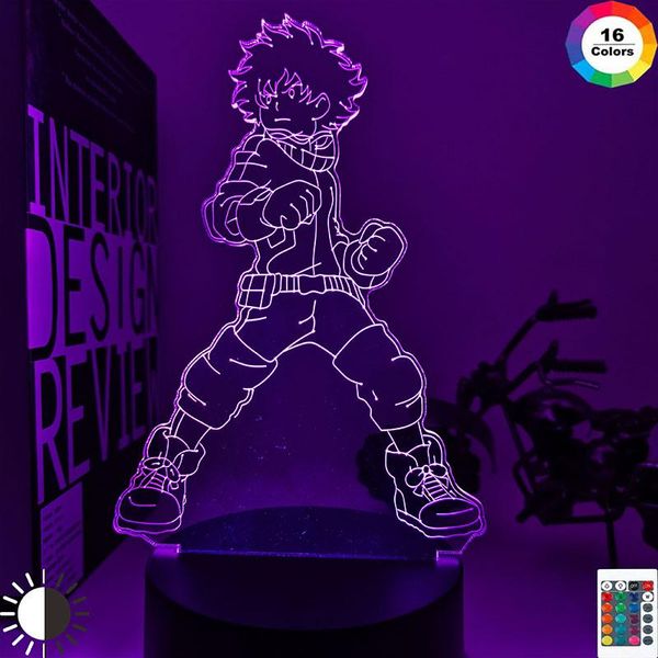 

night lights 3d lamp izuku midoriya figure kids bedroom nightlight led touch sensor room lighting anime my hero academia gift light