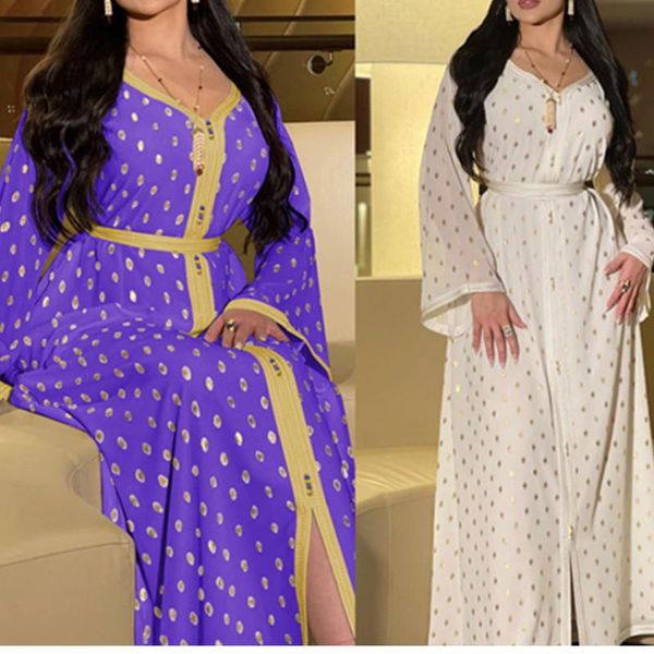 

ethnic clothing 2021 gilded robe for muslim ramadan kaftan dress kimono women dubai polka dot print plus size, Red