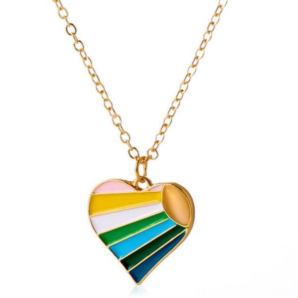 

pendant necklaces simple dripping oil enamel multi-color heart necklace charming women's clavicle fashion party female jewelry, Silver